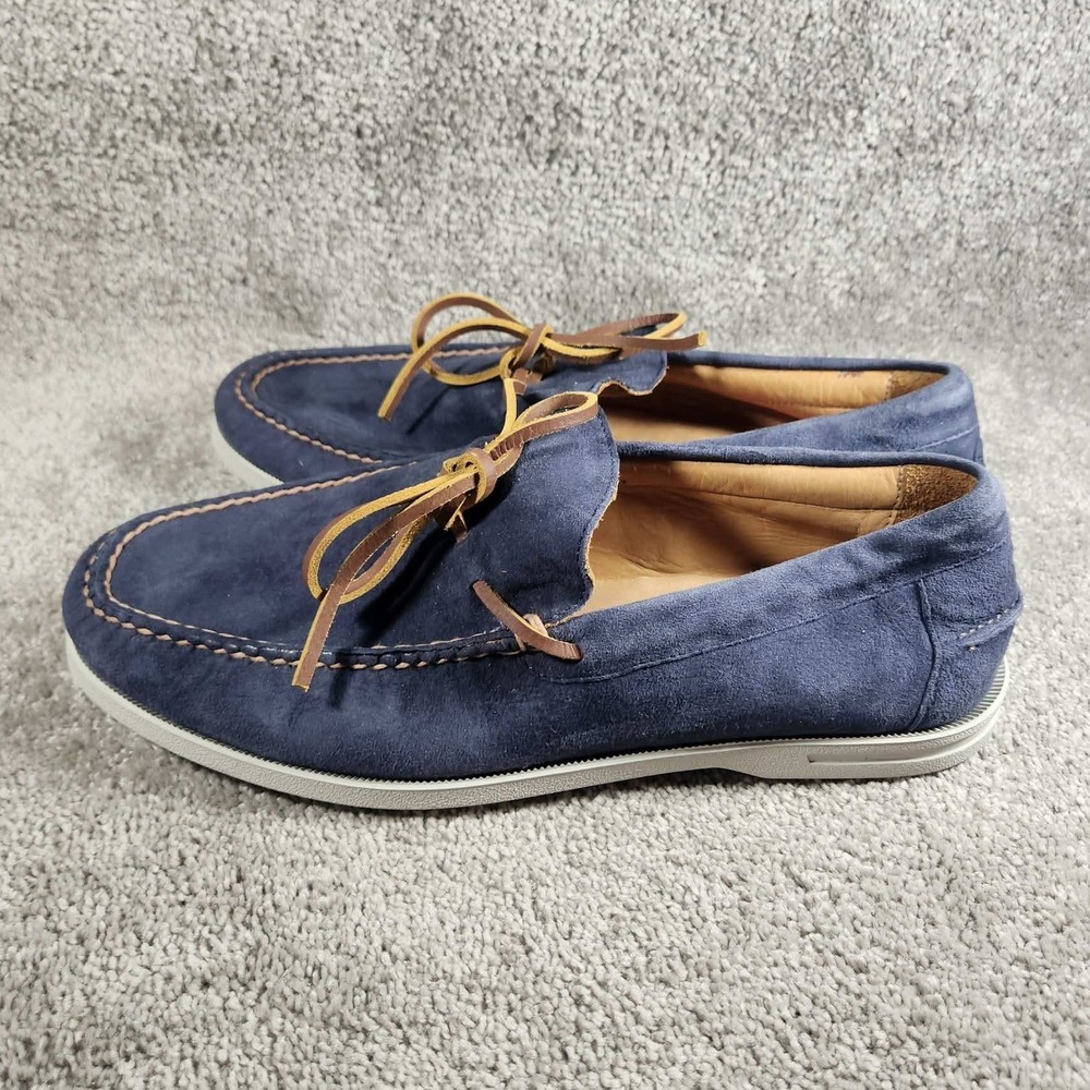 Peter Millar Boat Shoes Navy Blue Suede Leather Lace Loafers Mens 9 M